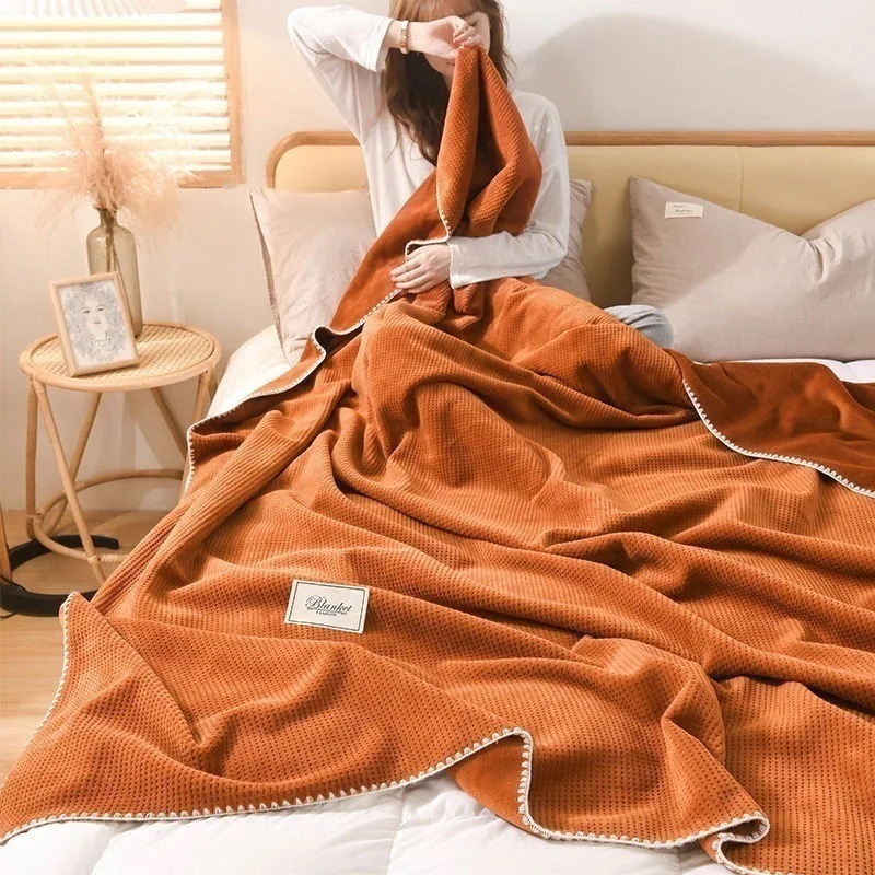 【メガ割 】薄手掛布団　ブランケット　掛布団　ひざ掛け　タオルケット　柔か快適ブランケット 選べる５色　3サイズ化粧ポーチ-大容量