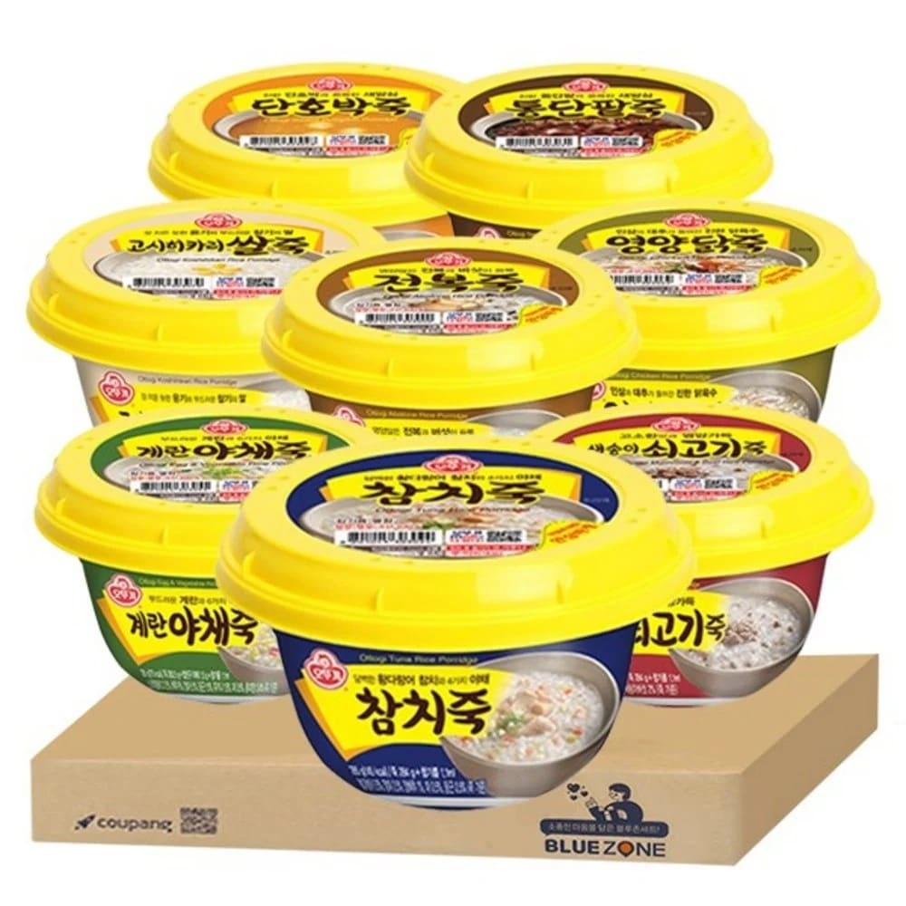 オットゥギ粥8種(アワビ粥+エリンギ牛肉粥+栄養鶏肉粥+マグロ粥+卵入り野菜粥+コシヒカリ米粥+かぼちゃ粥+丸小豆粥)