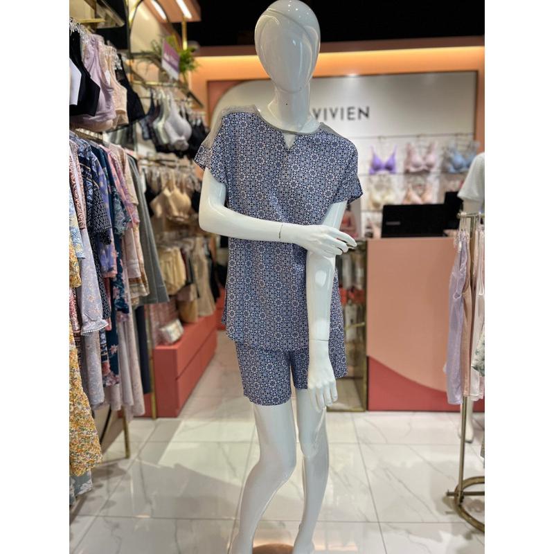 スターフィールド安城 柔らかいレーヨン混紡女性ホームウェアセット(EZ6006 NAVY)