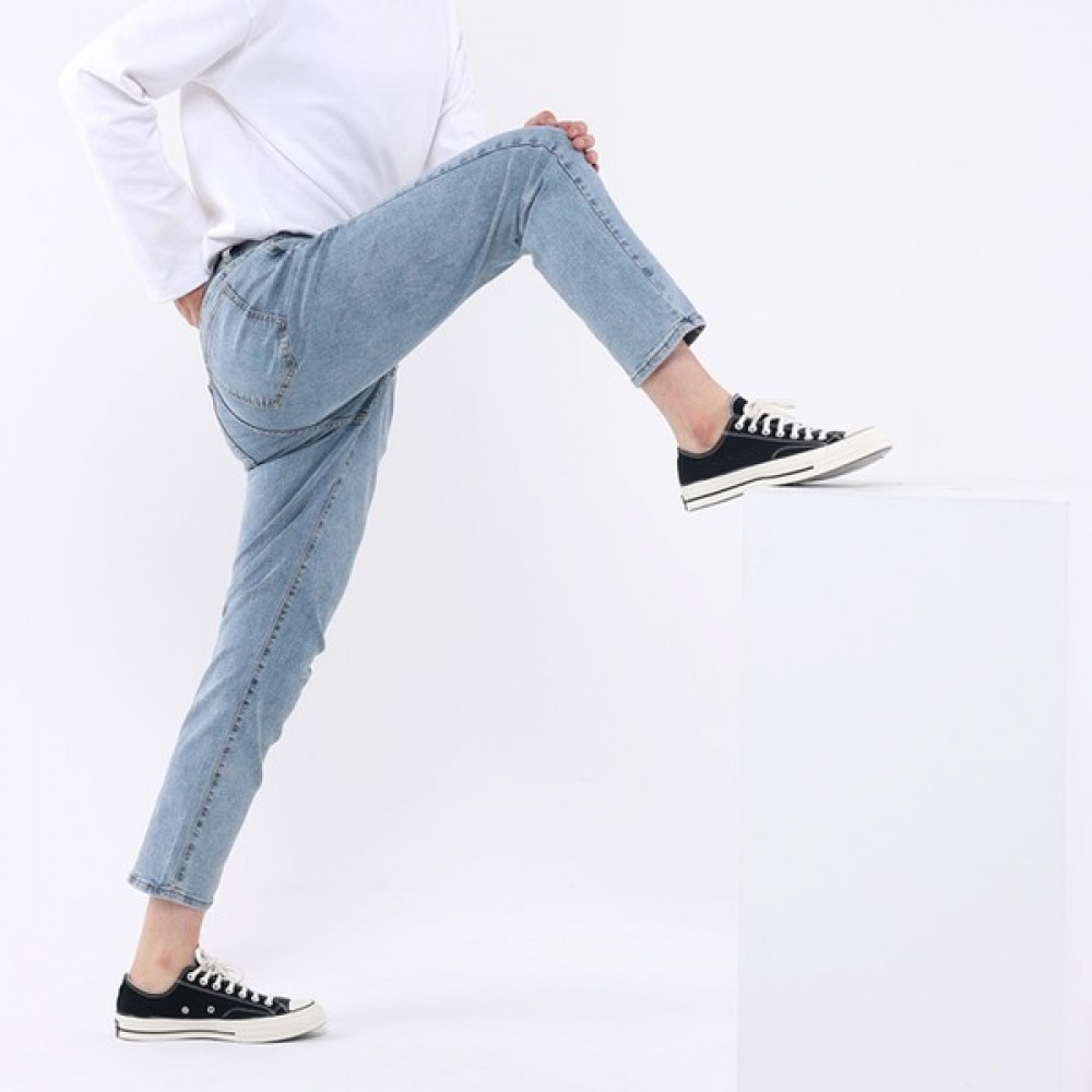 (TOPBOY) ジェリースパンビッグサイズ隠しバンディングデニムパンツ (SA001)