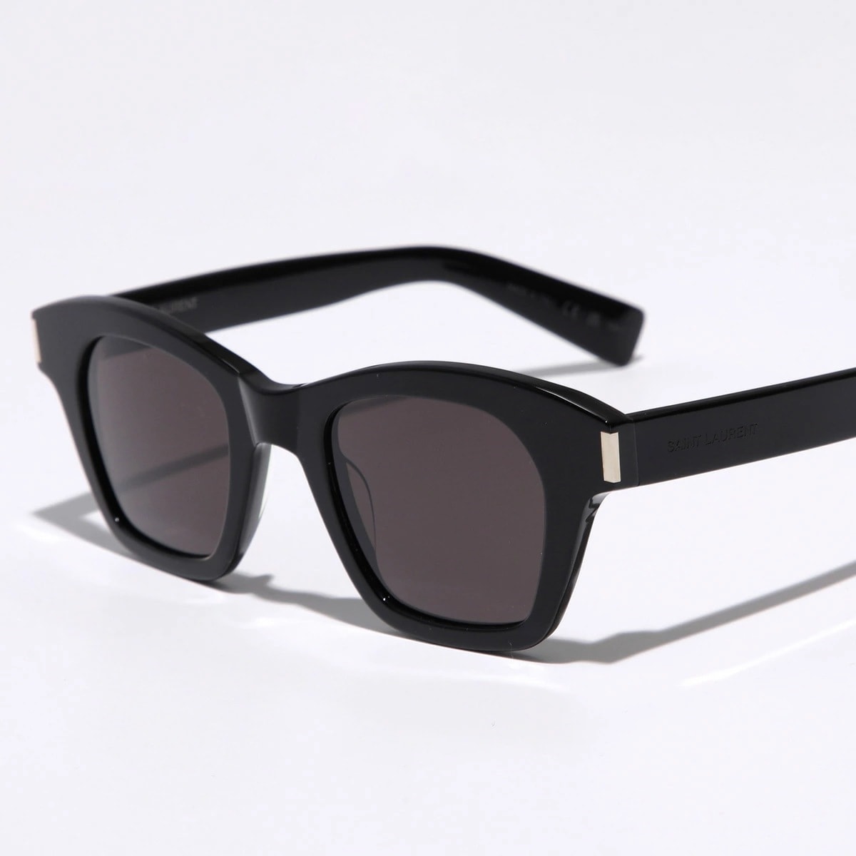 SAINT LAURENT サンローラン サングラス SL 592 レディース ウェリントン型 セルフレーム フルリム ロゴ アイウェア 001/BLACK-BLACK-BLACK