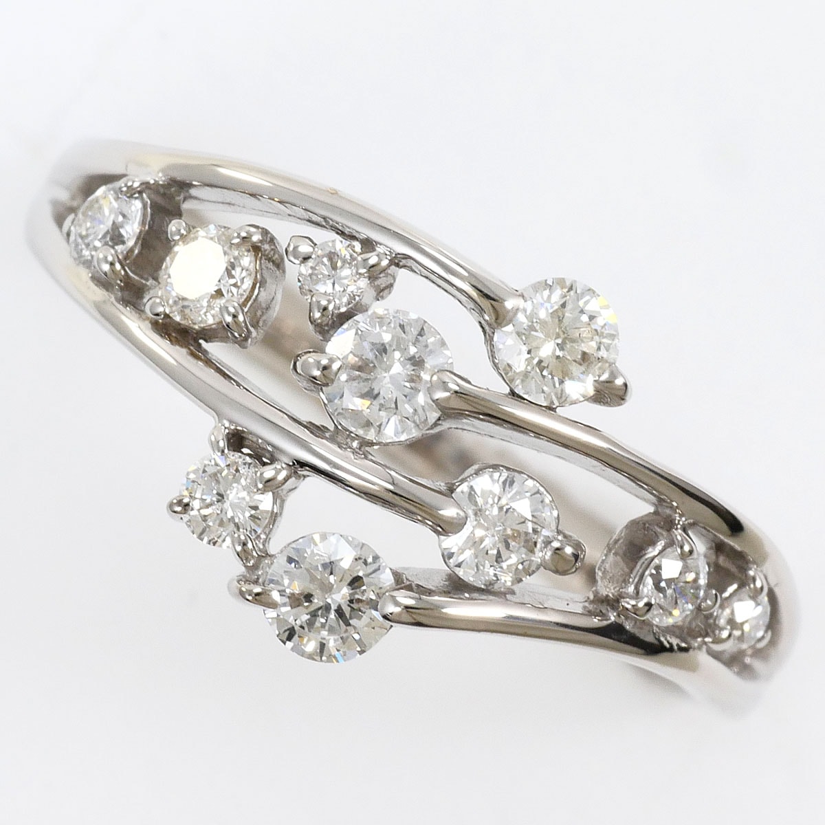 K18 18金 WG ホワイトゴールド リング・指輪 12号 ダイヤモンド 0.50ct 鑑別書 総重量約3.7g 中古
