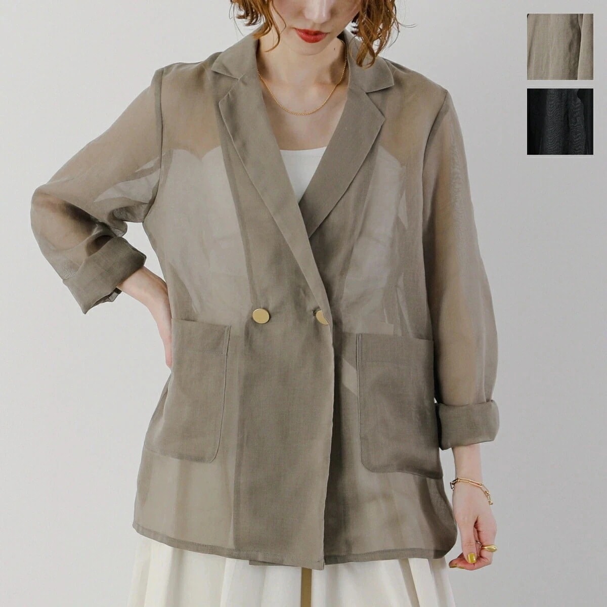 CLOCHE クロシェ シアージャケット 510-85029 レディース シャツジャケット サマージャケット ダブルブレスト ゴールドボタン カラー2色 【mega】