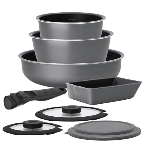 アイリスオーヤマ フライパン 鍋 セット 深型 目盛付 9点 卵焼き器 ガス火専用 オーブン調理 DCG-S9S ロイヤルグレー ディープラスシリーズ