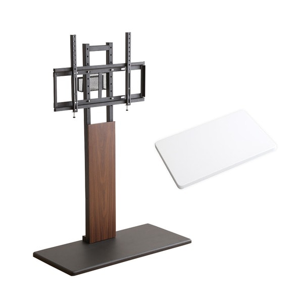 最大100インチ対応 頑丈テレビスタンド 専用棚板 セット 本体ウォールナット／棚板ホワイト 組立品