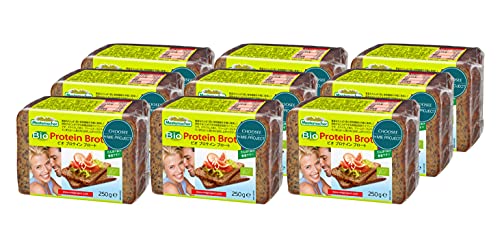 【ケース販売】Mestemacher(メステマッハー) オーガニック プロテイン ブロート (ライ麦&大豆ブレッド) 250g x 9個セット タンパク質20%入りで食物繊維も豊富