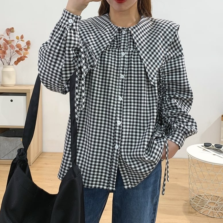 2color ビッグカラーブラウス デザインブラウス ビッグカラーシャツ セーラー襟