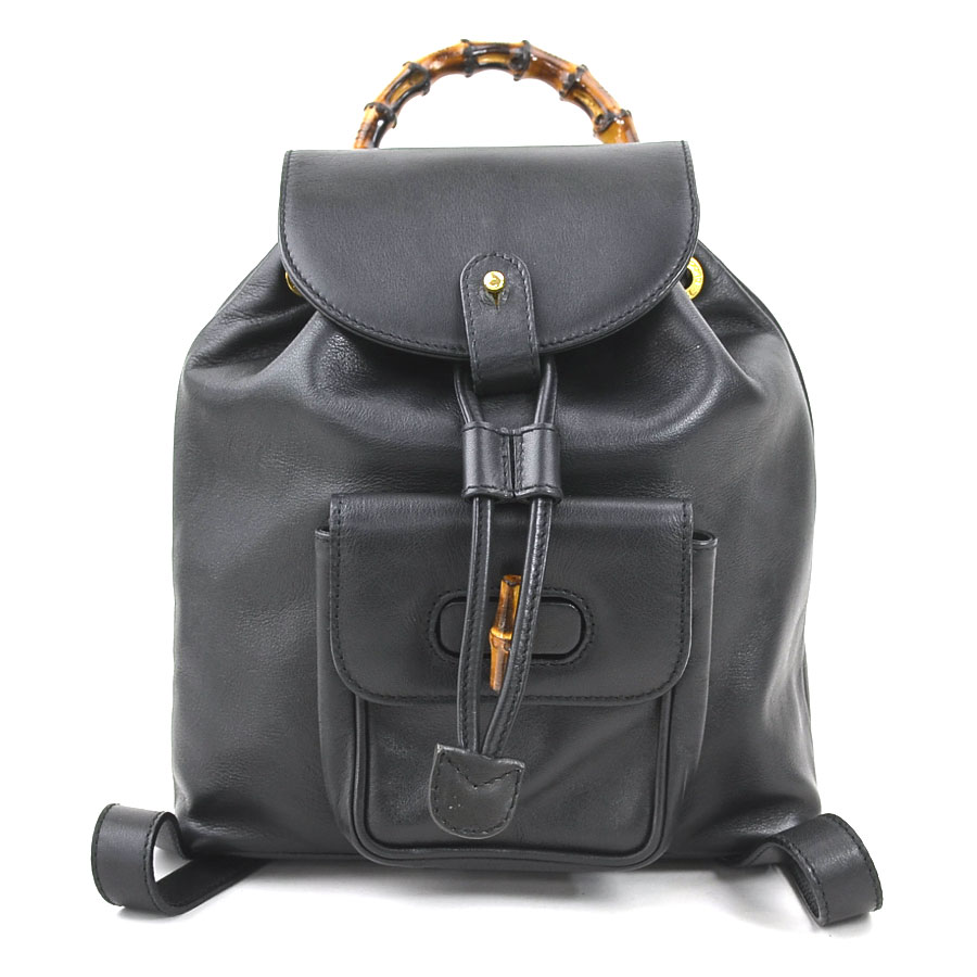 グッチ GUCCI リュック バンブー レザー ブラック レディース w1184g