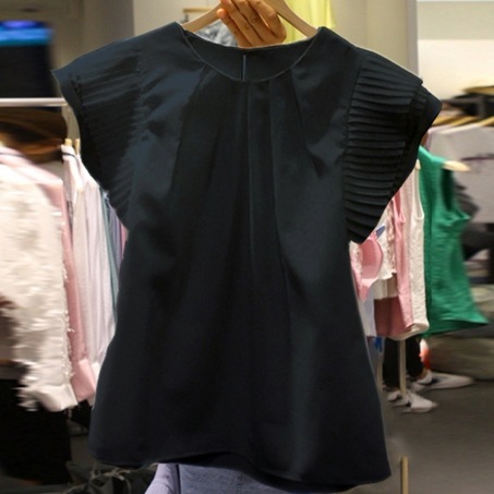 トップス ブラウス プルオーバー 袖あり クルーネック デザイン ウエストゴム 美ライン ニュアンス ラッフル プリーツ カラバリ ロマンチック かわいい 大人可愛い きれいめ シンプル カジュアル