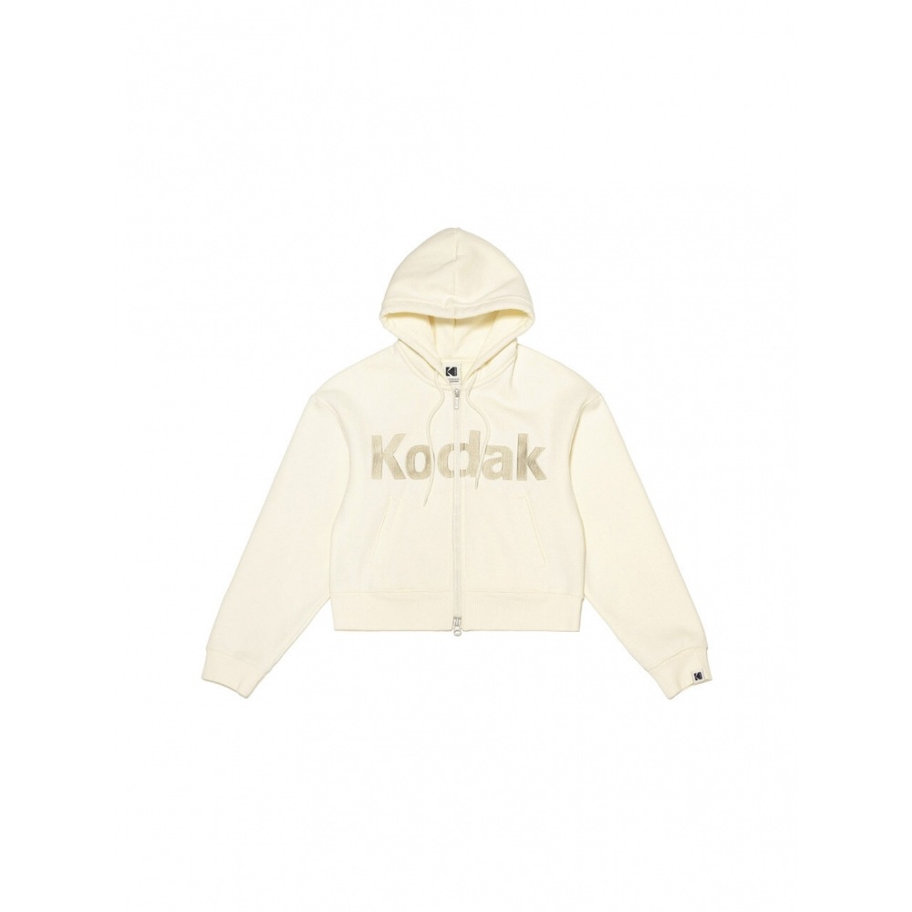 コダックアパレルシネコダックセミクロップフィットウォッシングパーカージップアップレディースアイボリー