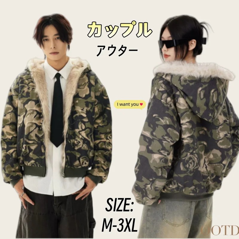 新作y2k中綿コート ダウンジャケット アウター 迷彩コート レディース暖か 防寒ジャケット に合わせやすい冬 アウタージャンパー・ブルゾン ファージャケット迷彩