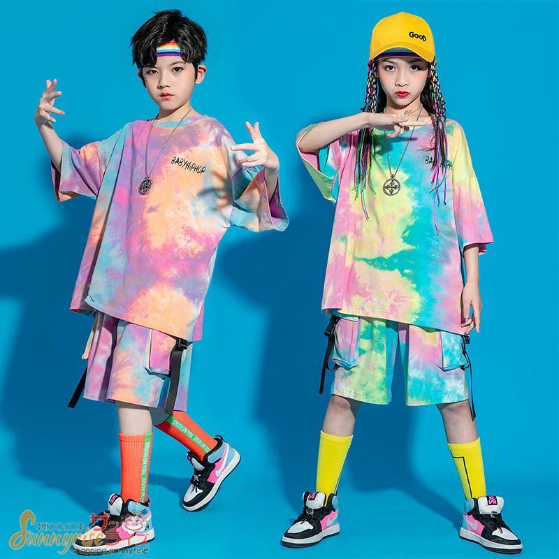 キッズダンス衣装 夏 ヒップホップ タイダイ柄 トップス ショートパンツ ガールズ 女の子 男の子 ダンスウェア HIPPOP 練習着 原宿 発表会 4,362円
