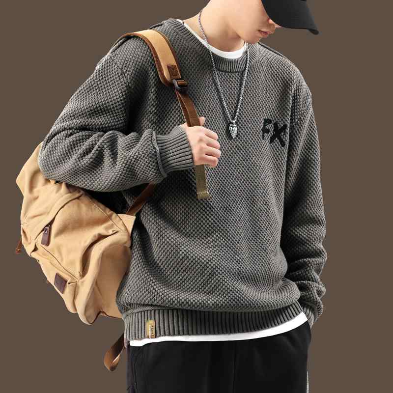 メンズ ファッション 服 オシャレ シンプル 大人 かっこいい 大きいサイズ ストリート 紳士服 レトロ ニット セーター 秋 ラウンドネック カジュアル 長袖 シャツ トップス ジャケット