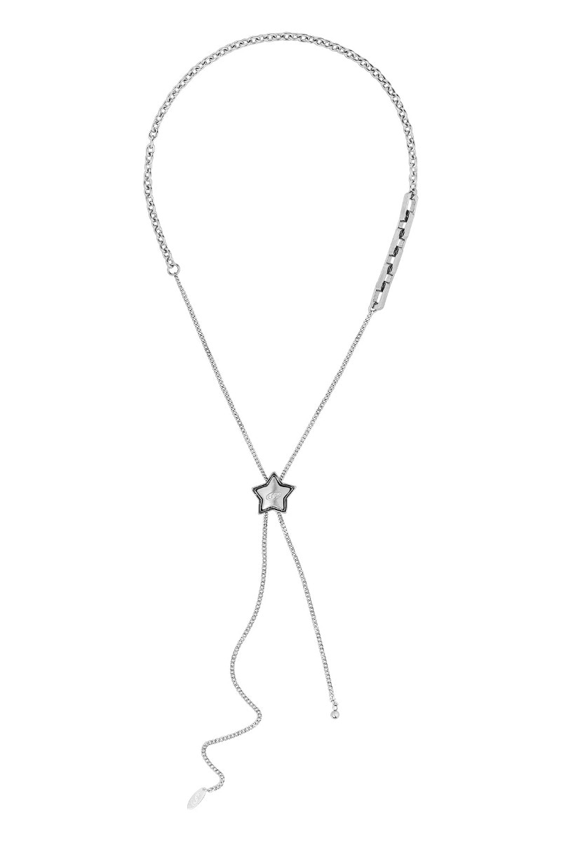 【SENTIMENTS】 NO.479 [SILVER] STAR CODE LOCK MIX CHAIN NECKLACE