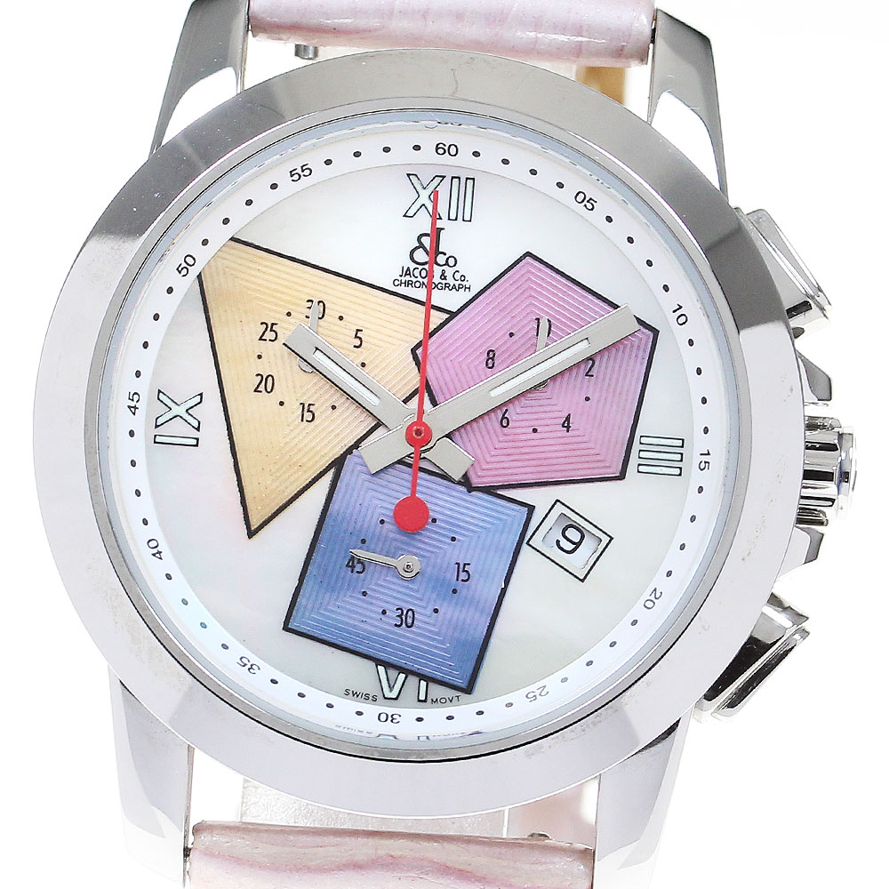 ジェイコブ JACOB&CO クロノグラフ デイト クォーツ レディース 良品 内箱・保証書付き_839776【中古】