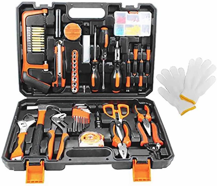 ホームツールセット 家庭用 日曜大工 工具セット DIYセット 家具組み立て 自転車 車 バイク 作業道具セット 収納ケース付きツールボックス 修