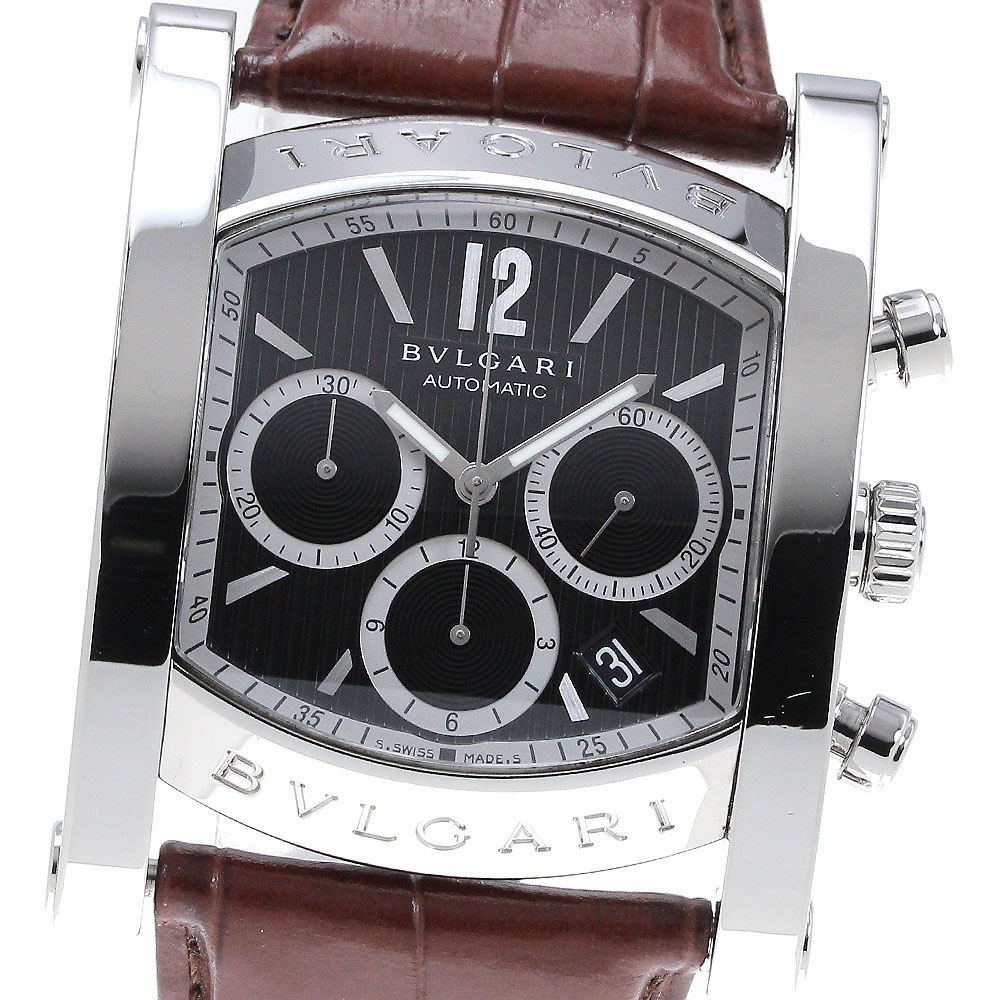 ブルガリ BVLGARI AA48SCH アショーマ クロノグラフ デイト 自動巻き メンズ 保証書付き_841707【中古】