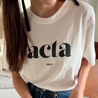 トップス レターTシャツ バックリボン レタリング ルーズフィット Tシャツ カットソー プルオーバー 袖あり 半袖 ラウンドネック クルーネック 襟なし リボン トップス レターTシャツ バックリボン レタリング ルーズ