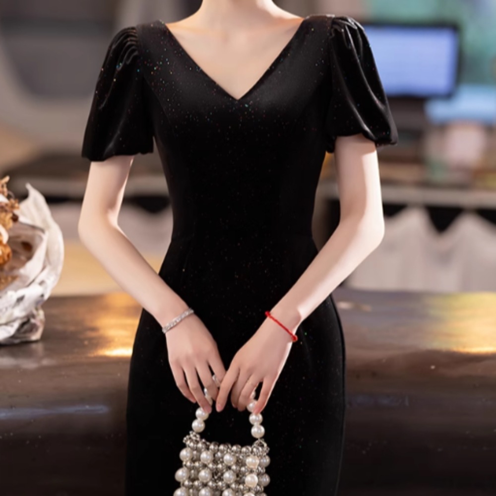 ドレス ワンピース レディース ウェディング パーティー 結婚式 二次会 披露宴 演奏会 発表会 ステージ 舞台 フォーマル 謝恩会 ロング マキシ 半袖 Vネック 襟なし スレンダー フレア