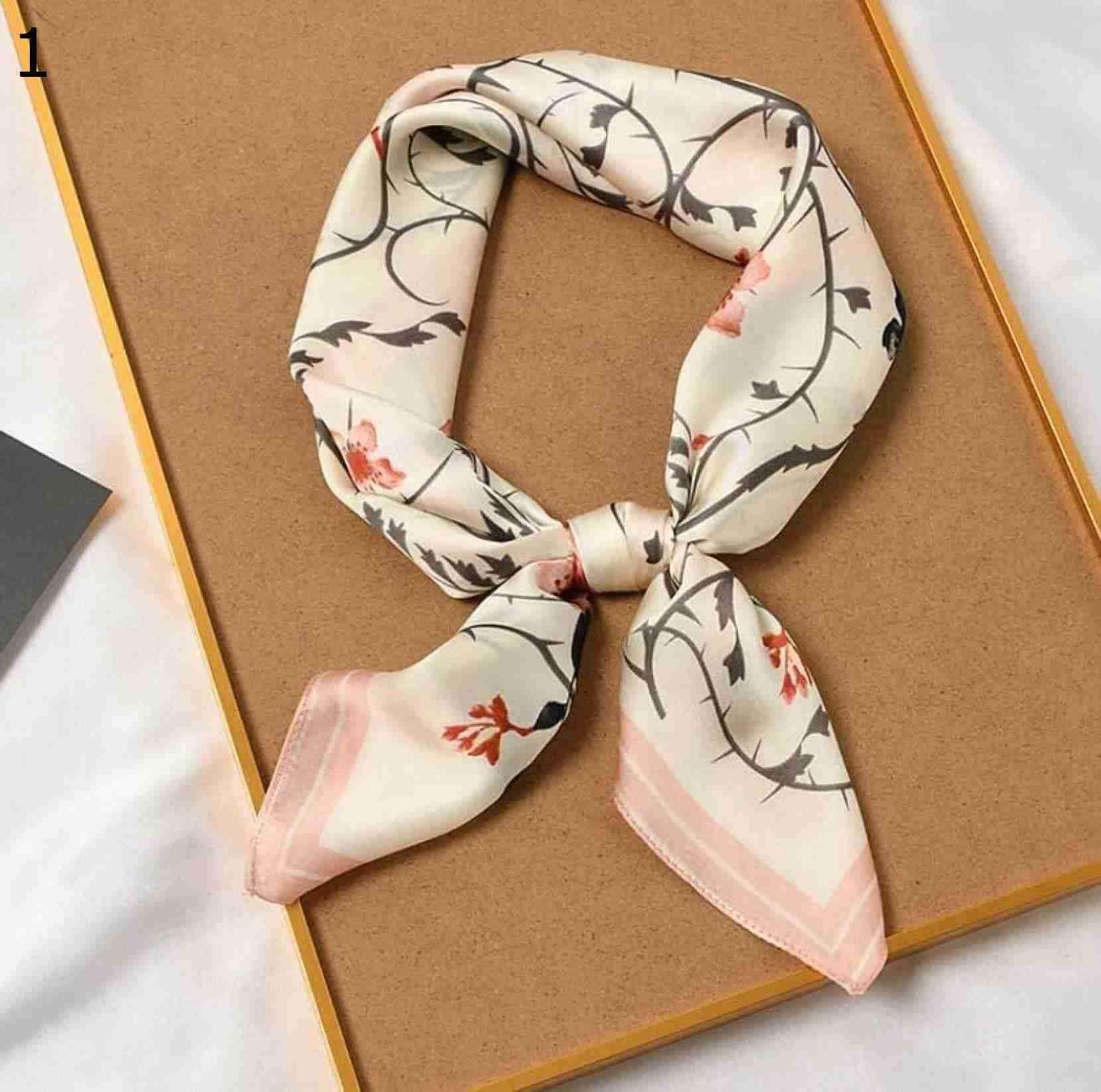 【20%OFFクーポン～】春夏ファッションスクエア装飾多機能ネックスカーフ女性ヴィンテージフラワープリント帽子 スカーフ (Color : Pink Size : 70x70cm)