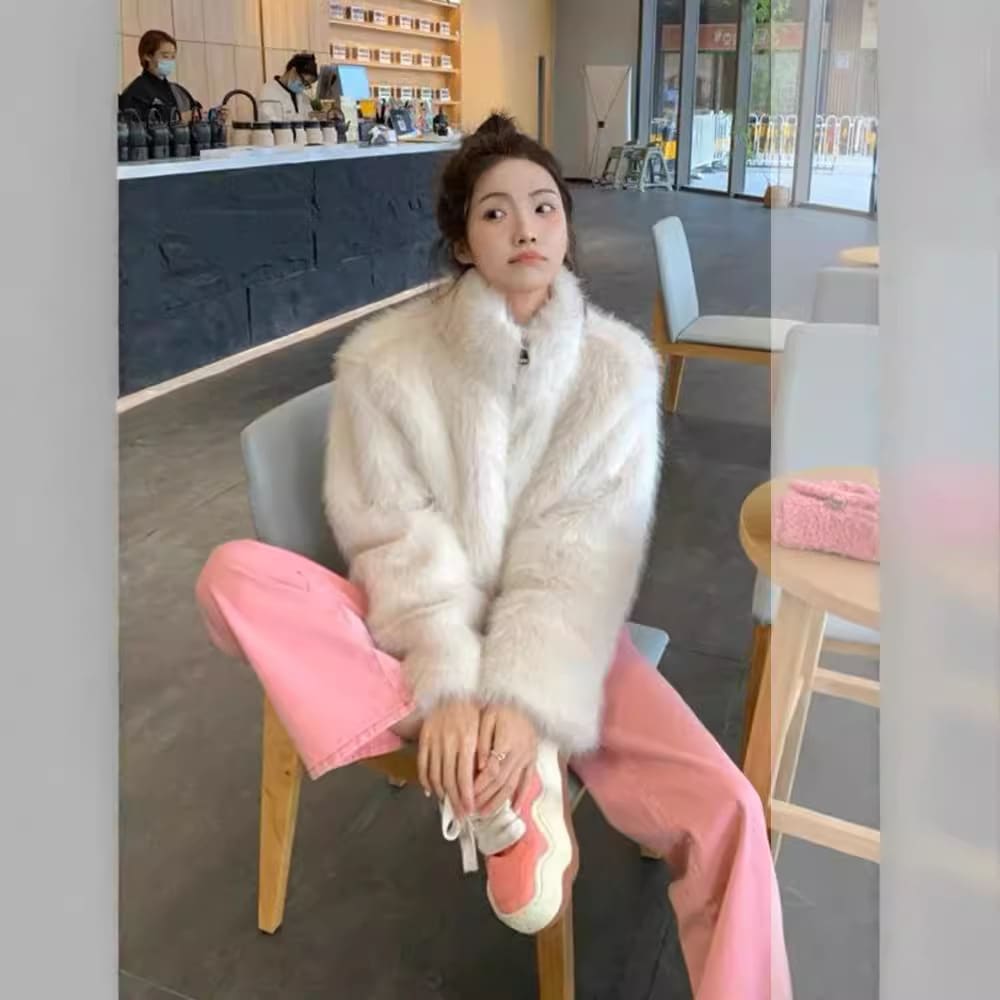 大好評 ファーコートショートレディース冬環境に優しいフォックスファーイミテーションファーファッションスタンドアップカラーファートップ厚みと多用途