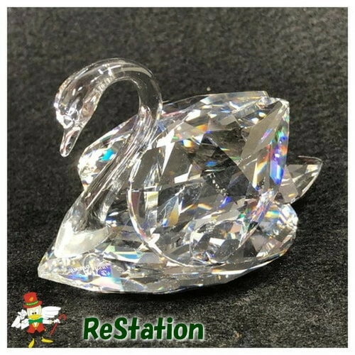 【中古】スワロフスキーSwarovski クリスタル 白鳥 置物 フィギュア　スワンLラージ10005難あり傷多し