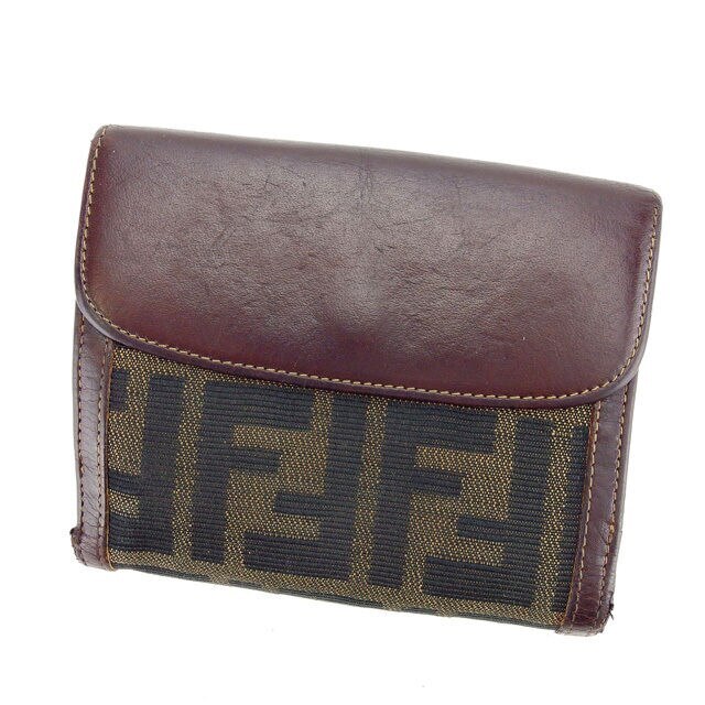 Wホック財布 二つ折り財布 ズッカ ブラウン系 中古