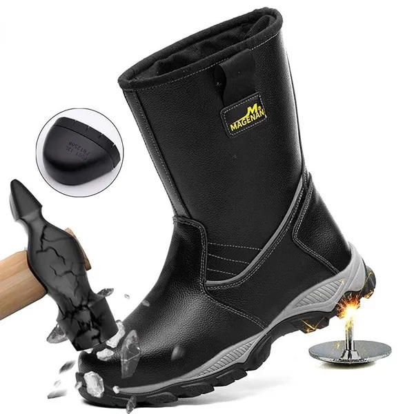High Quality Safety Boots Leather Shoes Mid-calf Boots Anti-smash Anti-puncture Work Boots Steel Toe
