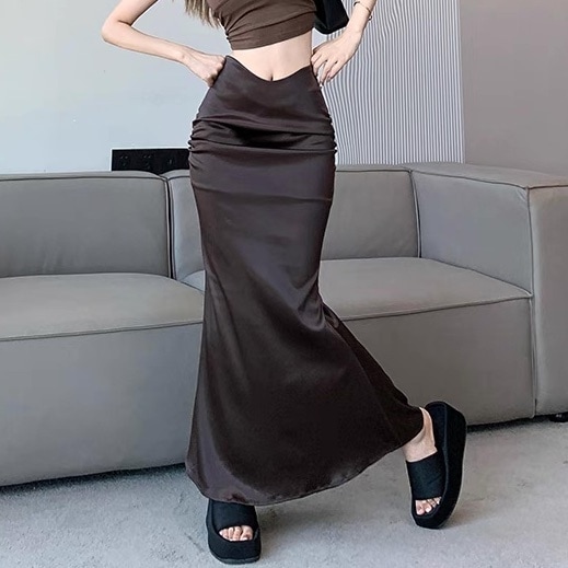 レディース スカート ボトムス タイトスカート マーメイドスカート ロングスカート ロング マキシ タイト スリム 細身 マーメイド フェミニン ハイウエスト ヴィンテージ おしゃれ こなれ感