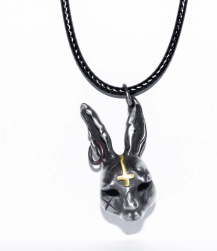 ハンドメイドシルバーウェアローグラビット 24K ゴールド&シルバーローグラビットニッチダークロックゴスサイバーパンクジュエリーネックレスペンダント