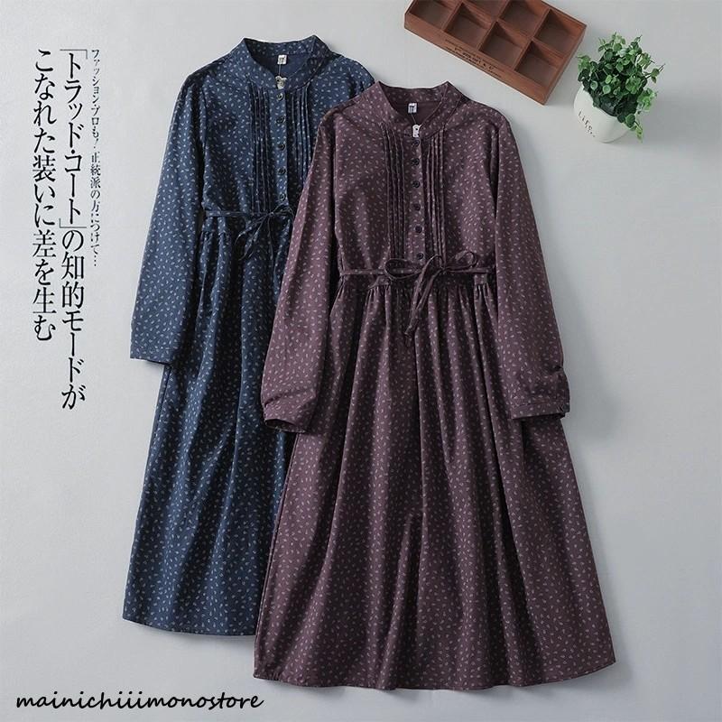 秋 40代 冬 ドット柄 秋冬 ボトルネック きれいめ 長袖 50代 ミニ丈 Aライン 【30%OFFセール】ワンピース レディース 綿