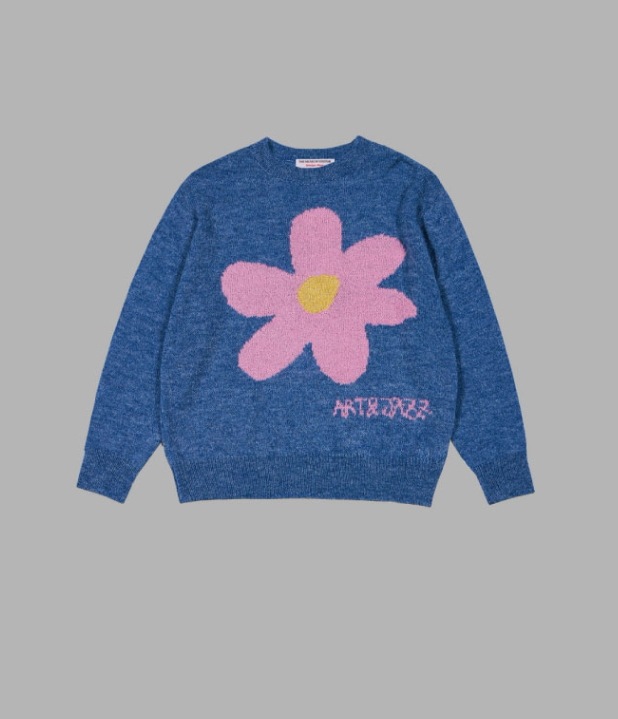 【THE MUSEUM VISITOR】 FLOWER JACQUARD SUMMER KNIT : BLUE