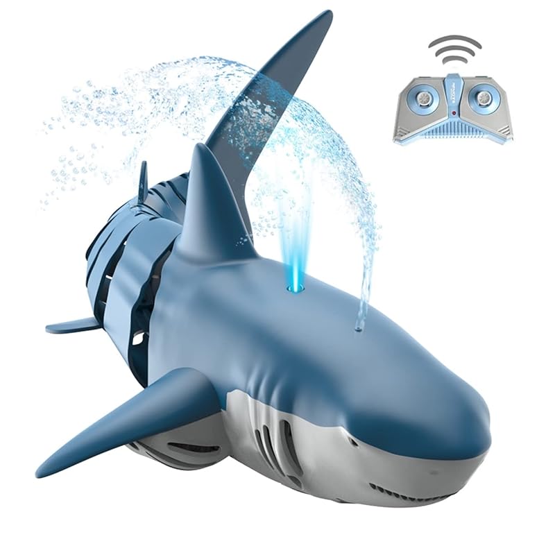 WEECOC ロボットサメ RCスピードボート ラジコンボート 新バージョン 防水強化 子供贈り物 (グレー)