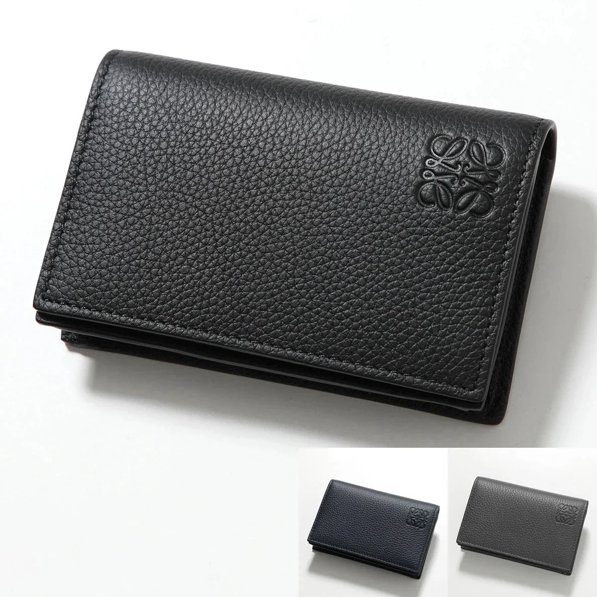 【極美品】ロエベ リネン ケース アナグラム レザー ブラック 保存袋付き LOEWE ロエベ カードケース BUSINESS CARDHHOLDER C660M97X05 メンズ