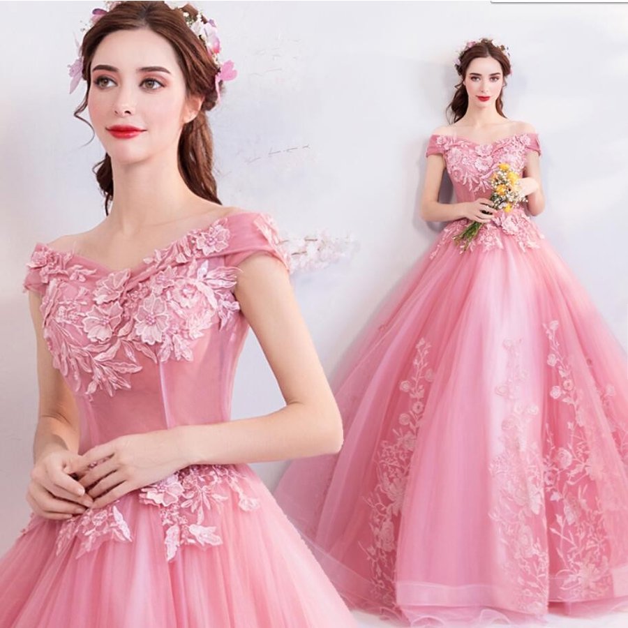 ウエディングドレス オフショルダー ロングドレス 大人 上品 パーティードレス フォーマルドレス 結