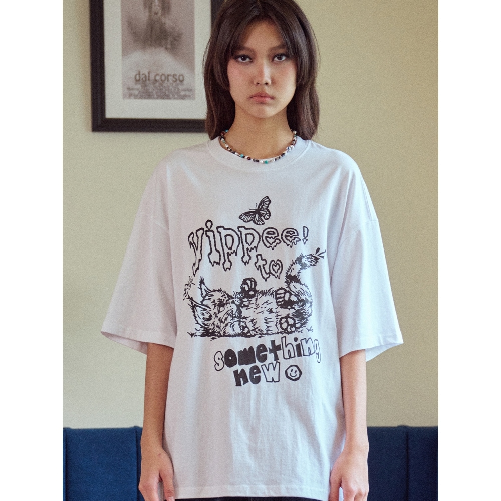 CPGN プリティキャットショートスリーブ T シャツホワイト