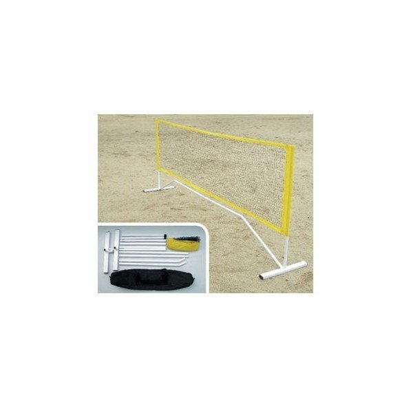 ソフトテニスコート用品 簡易式携帯用バドミントンテニス支柱セット／ネット付 T282