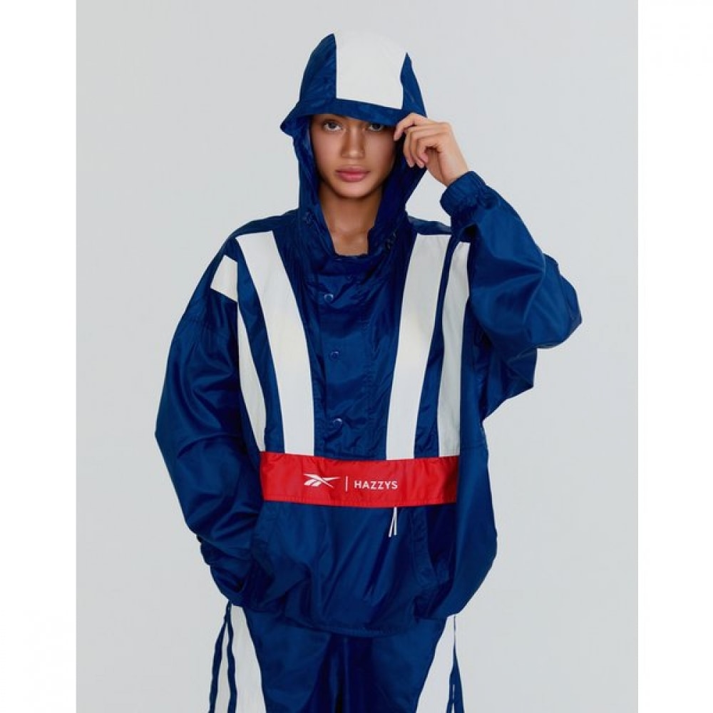 HAZZYS x REEBOK ブルーカラー配色フードアノラック HZJU4E871B2