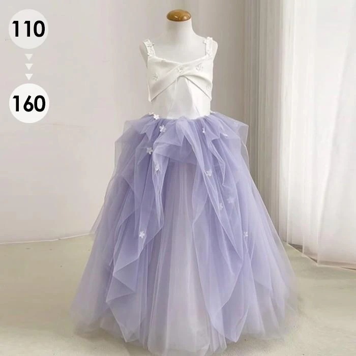 ピアノ発表会 ドレス 子供 女の子 パープル 紫 発表会ドレス ノースリーブ 子ども ワンピース お祝い日 演奏会 音楽会 フォーマル 誕生日 撮影 パーティー