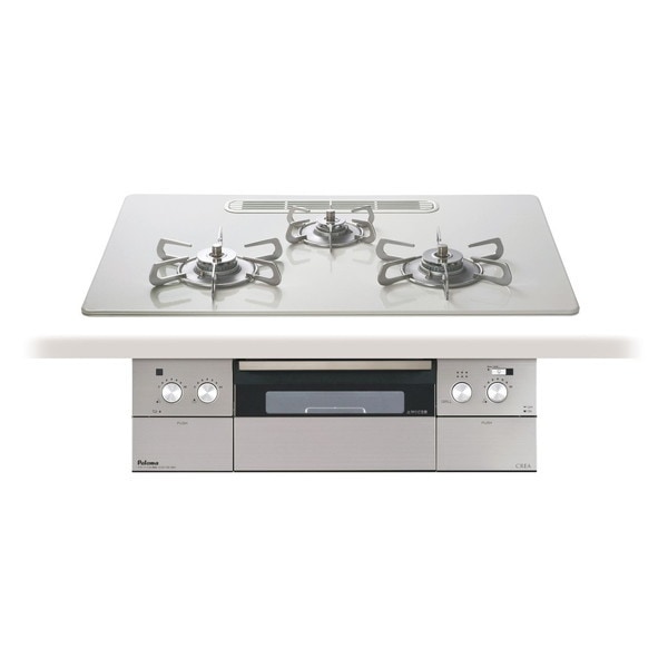 ビルトインガスコンロ プロパンガス用 両側強火タイプ 幅75cm PD-963WT-U75CV-LP ティアラシルバー CREA