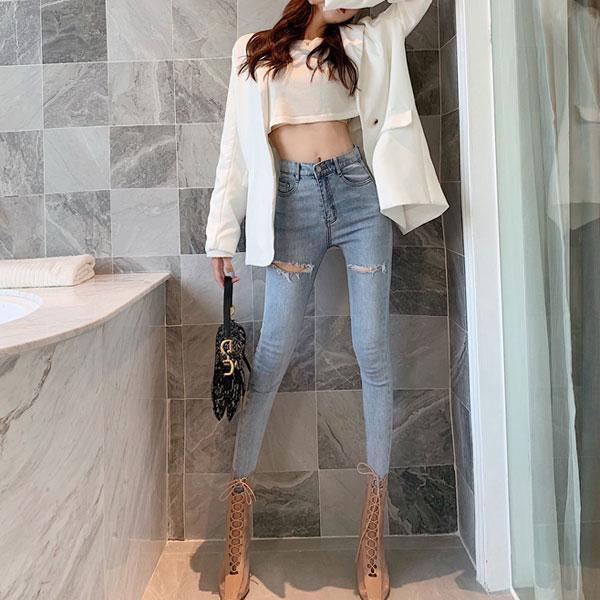 パンツ 春夏 秋冬 カジュアル レディース スキニーパンツ スリムパンツ デニム ジーンズ ロング丈 マキシ丈 無地 ハイウエスト ライトブルー かわいい 大人可愛い シンプル 大人 おしゃれ お洒落