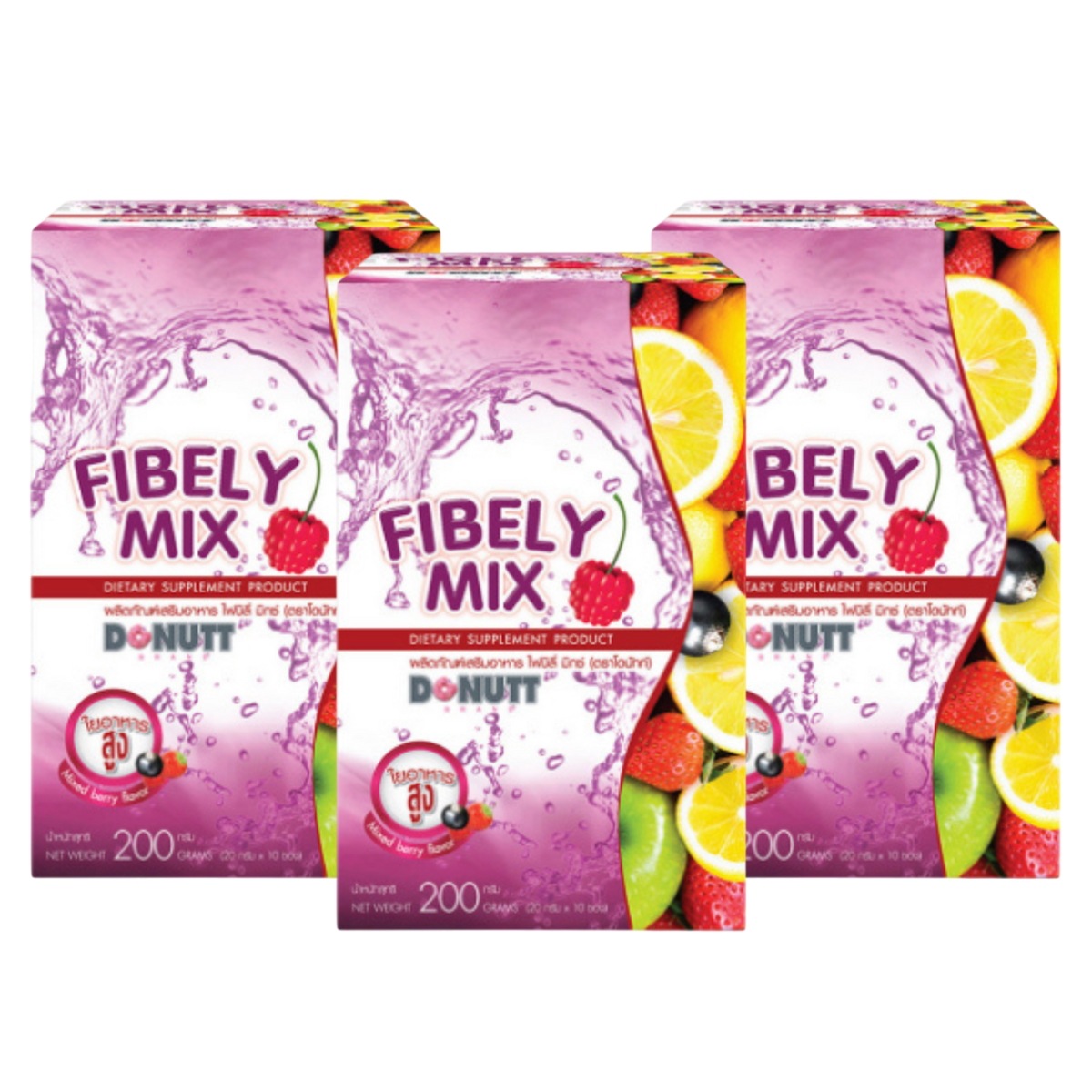 DONUTT FIBELY MIX Probiotics Mixberry Fiber 10 Sachets 3-Packs