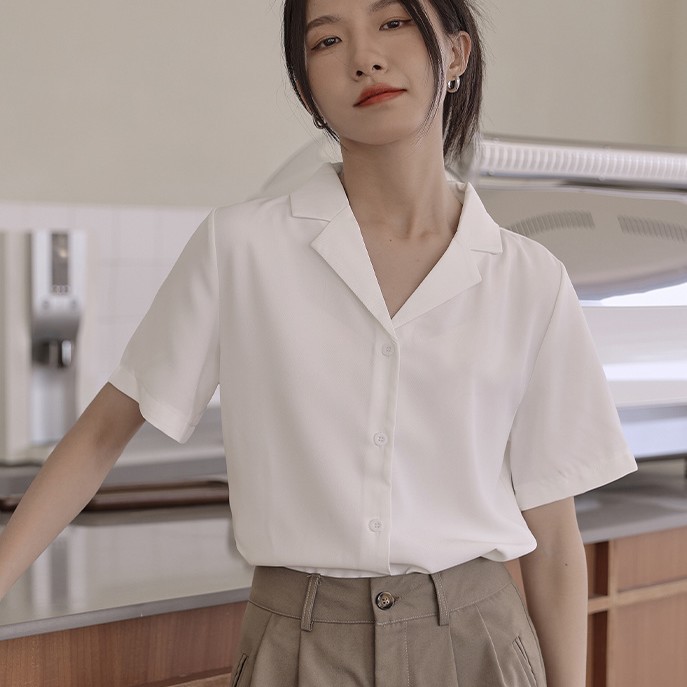 白 シャツ レディース アウター 半袖 シフォン トップス レディース おしゃれ ゆったり リラックス レディース ドレープ シャツ201214