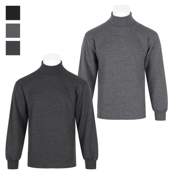 メンズ起毛コットンタートルネックスパンデックスマンツーマンTシャツ NA-TSK-Q002-チャコール
