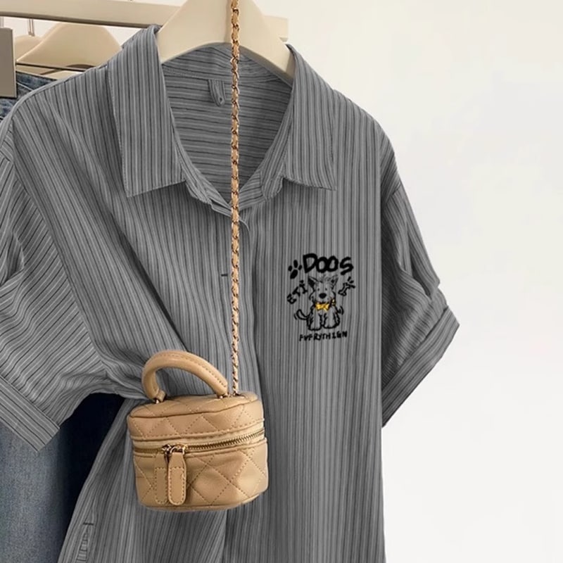 レディース ストライプ柄 ポロシャツ 半袖 ドロップショルダー トップス