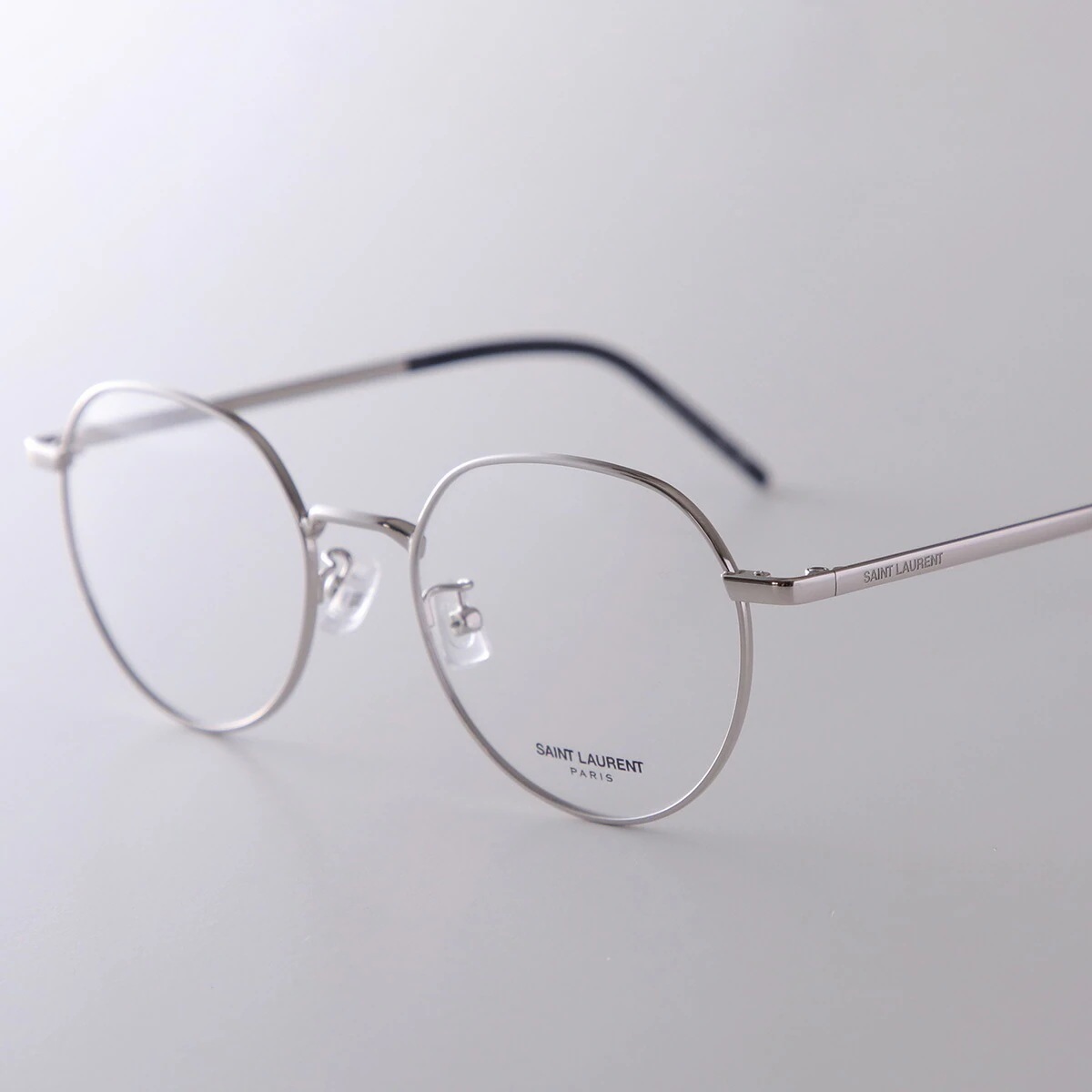 SAINT LAURENT サンローラン メガネ SL 647/F レディース ボストン型 メタルフレーム クリングスタイプ 眼鏡 ロゴ 002/SILVER-SILVER-TRANSPARENT