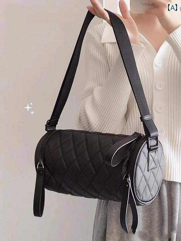 レディース　バッグ　カジュアル 黒 防水 円筒形 レディースバッグ 2025 春夏 スポーツ ファッション クロス ボディピロー バッグ 5,328円