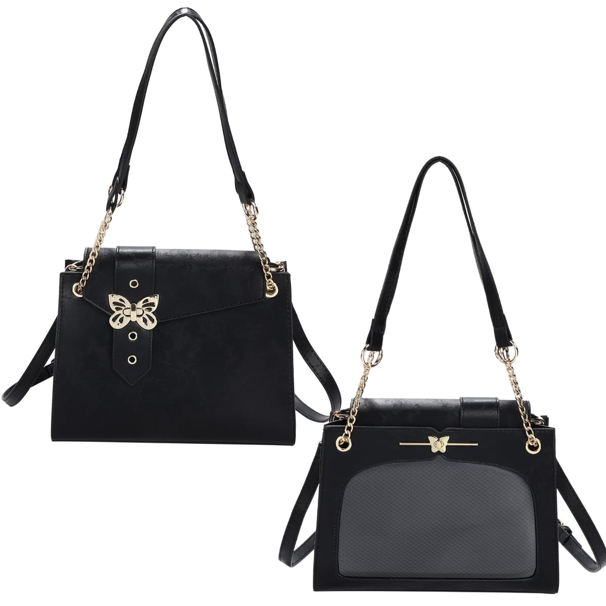 [ハルジオ] 痛バ 小さめ ミニ 痛バッグ 痛バック 蝶 ショルダー ショルダーバッグ トートバッグ 2WAY オシャレ 可愛い 推し活バッグ いたバック 黒 白 銀 推し活 オタ活 いたば いたばっ