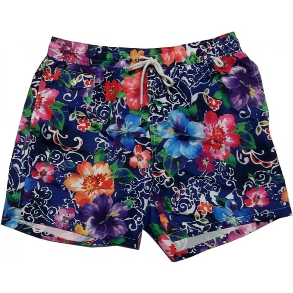 海水パンツ 水着 インナー付き 花柄 フラワー ブルー PR6-125