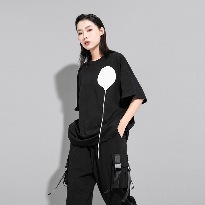 欧米の夏服新型個性的暗黒風tシャツ半袖ロンT上着